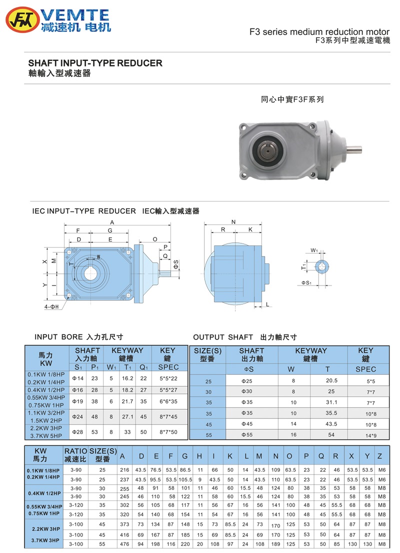 標(biāo)準(zhǔn)型軸入軸出 通用款0.1-3.7KW